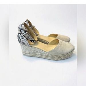 NINE WEST ARIELA Snake Print Espadrille Wedge Platform Sandal